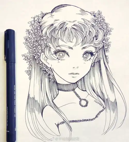 插画师笔下的针管笔动漫女孩,每一张都很吸睛,太美了