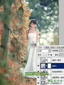 ps婚纱照调色实例给树林中的美女婚纱照调出甜美的橙黄色风格7