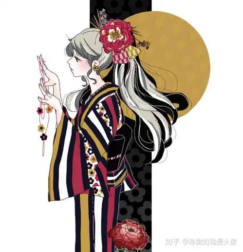动漫美图欣赏古典系列,古香古色,身穿和服的漂亮姑娘