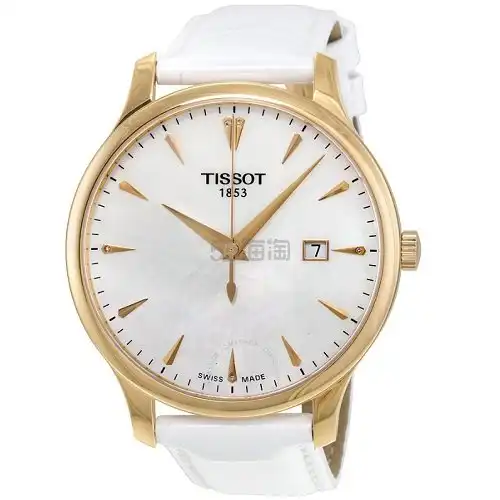 tissot天梭tradition系列珍珠母贝白金配色女士气质腕表t063.610.36.116.01