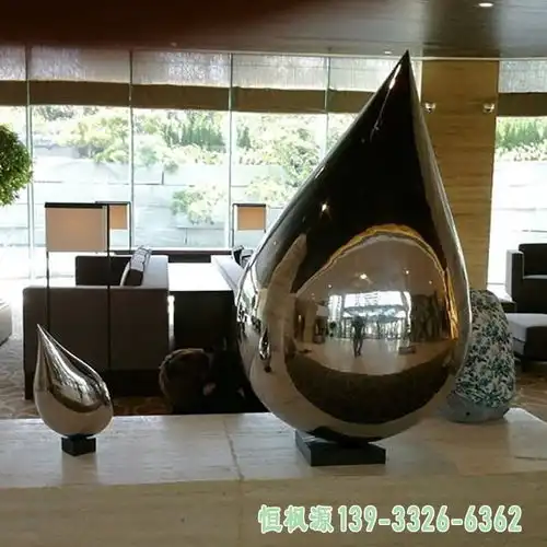 不锈钢抽象水滴雕塑襄阳水滴雕塑白钢雕塑定制厂家恒枫源雕塑