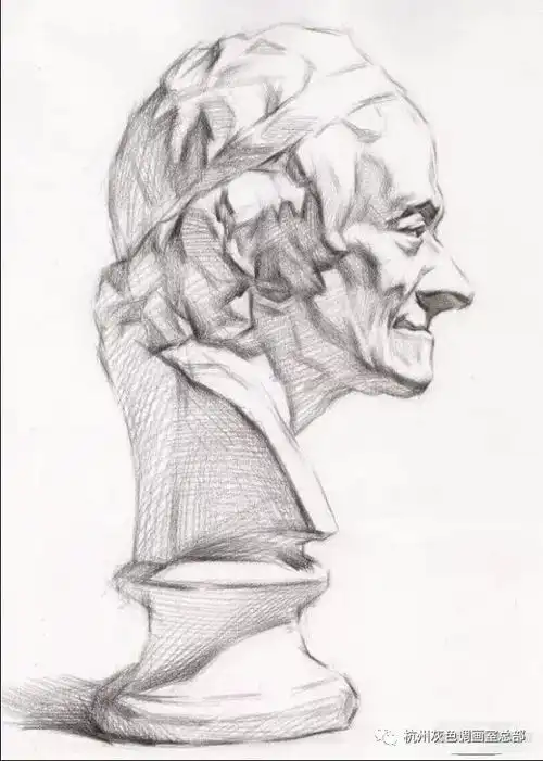 素描石膏头像伏尔泰作画思路讲解