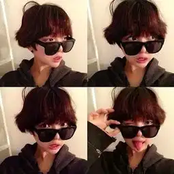 微卷短发四方格美女墨镜