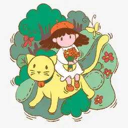 手绘卡通可爱童话小女孩和猫图片素材其他格式下载动漫人物大全