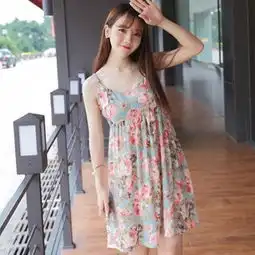 芙萝娅2015夏季新款清新碎花女装裙子甜美典雅吊带雪纺连衣裙