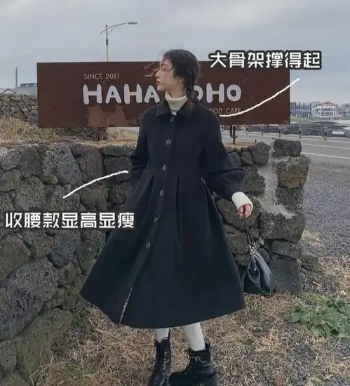 大衣裙子穿得好看又不作,增添了灵动感和少女气息,简直完美