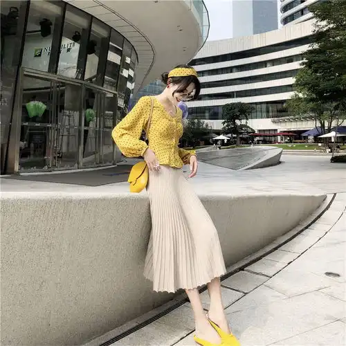 网红初秋装高冷御姐风百褶裙套装女时尚气质女神范两件套洋气显瘦hdfs福卡商城