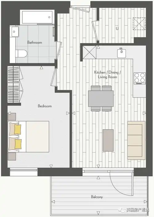 躺赢盘55万镑两居室,伦敦三区水景大型社区