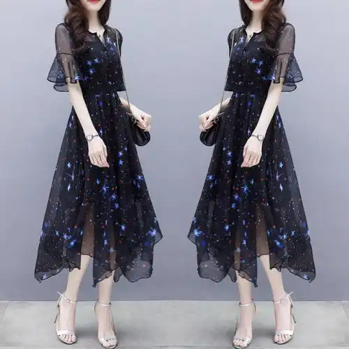 时装连衣裙,穿着遮肉显瘦效果好,非常的大气,不减肥也能美的