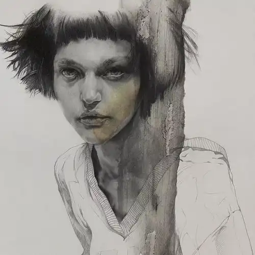 女黑白头像素描素描的力