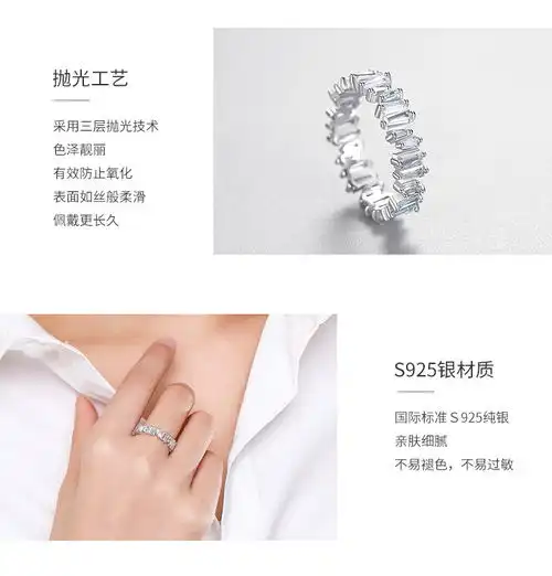 汤河店s925纯银方糖不规则满钻戒指女欧美时尚ins高级闭口指环