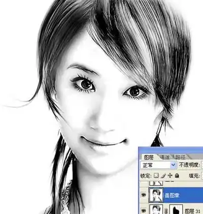 photoshop制作美女照片仿黑白素描手绘效果