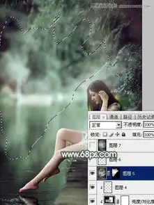 photoshop调出唯美青色调的河边清纯女孩