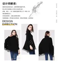 洋湖轩榭秋冬新款针织衫斗篷外套流苏高领毛衣女欧美女装厚款外套时尚披肩
