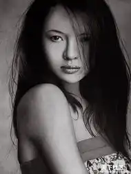 唯美铅笔素描黑白映画里的亚洲女孩