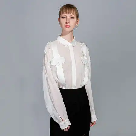 施悦名2019新款女装衬衫女棉麻修身长袖宽松苎麻欧美时尚气质开衫上衣女