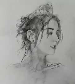 女黑白头像素描肖像素描