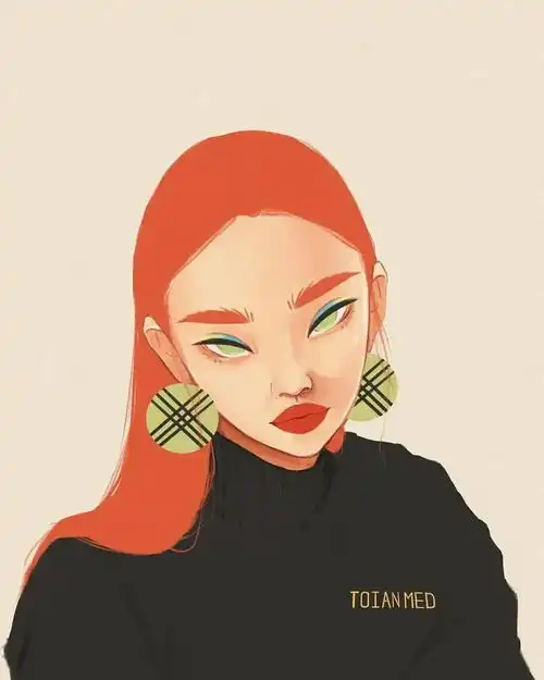 比较潮的头像女生插画