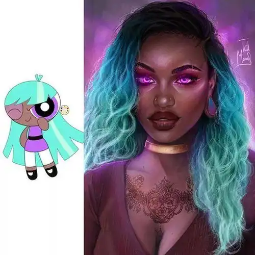 ps别人都是真人画成卡通,这个90后女生却