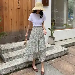 实拍2019春夏新款蛋糕裙中长款不规则半身裙女仙女裙女高腰显瘦淑女百搭