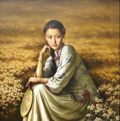 东方美人画家刘世宗的女性油画人物作品赏析图
