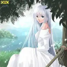 头发超长的黑色衣服的古代少女漫画