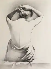 彩铅肖像画手绘半裸女素描
