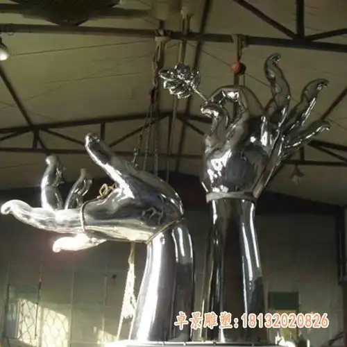 雕塑城市户外大型不锈钢创意抽象手掌雕塑广场园林校园景观造银川手掌不锈钢雕塑价格