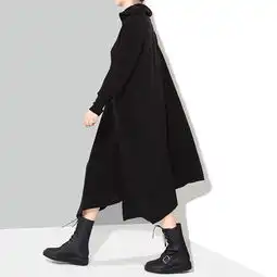施悦名连衣裙子新款欧美女装时尚酒红色显瘦高领针织打底裙子a