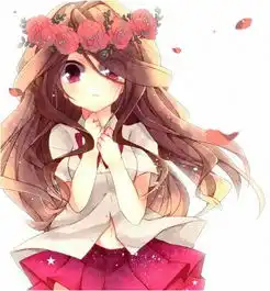 二次元女孩唯美花环手绘头像