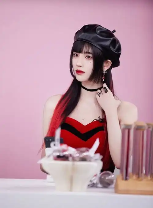 鞠婧祎蓝色狐妖造型封神了穿黑色无袖丝绒旗袍,复古又高级