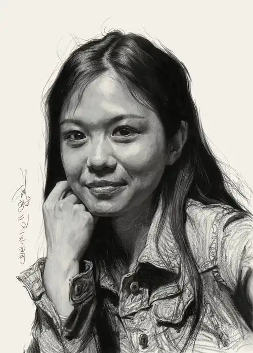女黑白头像素描刘斌