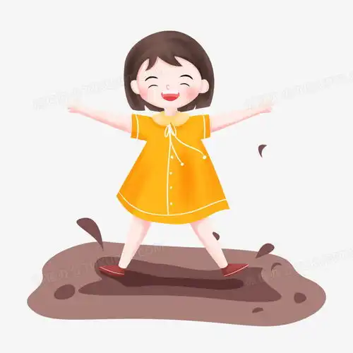 手绘卡通女孩子跳泥坑免抠png图片素材免费下载手绘png30003000像素