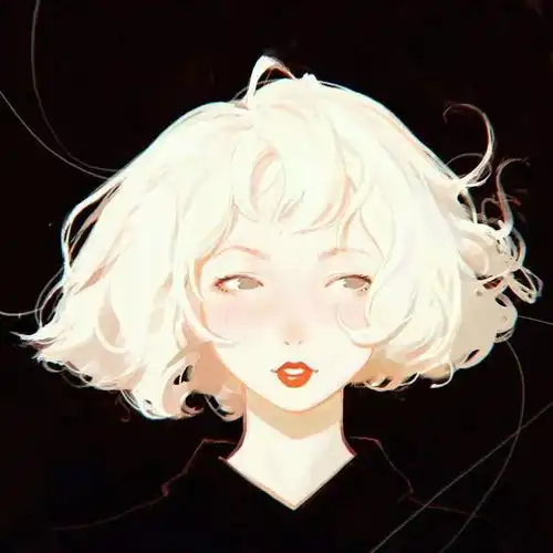 女生头像黑白侧脸短发头