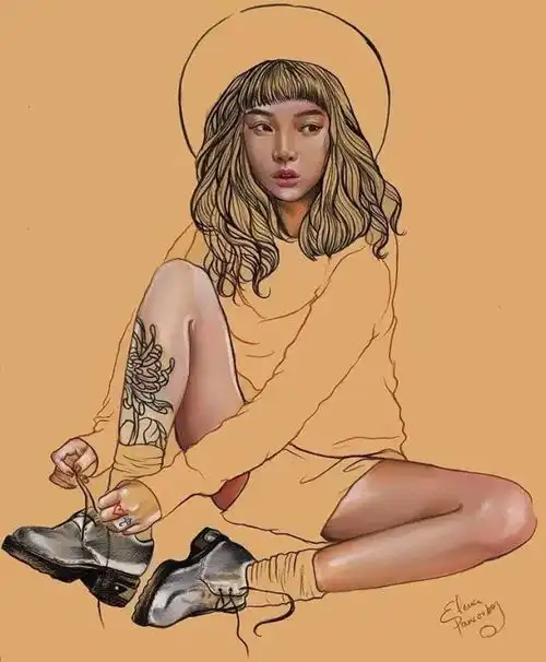 颜色不一样的烟火,她笔下的纹身女孩性感魅惑,展现出青春的叛逆姿态