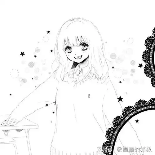 用黑白手稿画可爱女孩的技巧