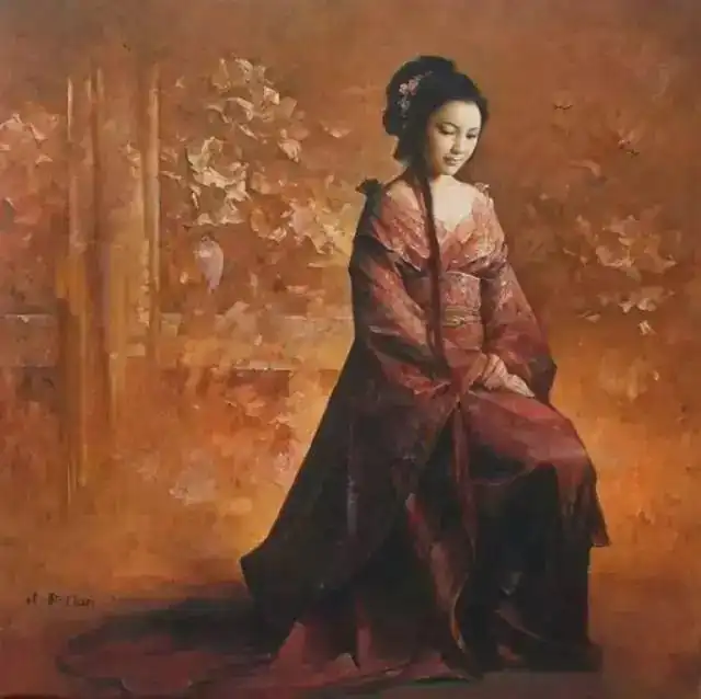 中国油画大师画东方美女编审蓝天总监涵馨