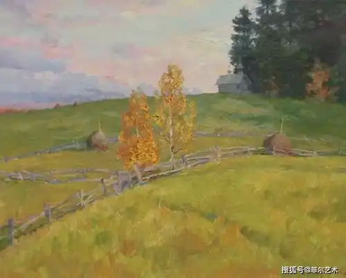 安静的,有着人与自然环境的和谐俄罗斯传统写实风格油画作品欣赏