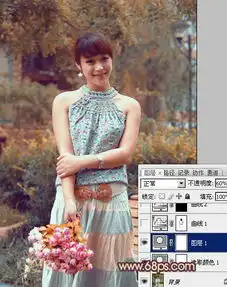 photoshop调出橙黄色柔美的公园中女孩照片