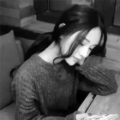 女生头像黑白侧脸短发背