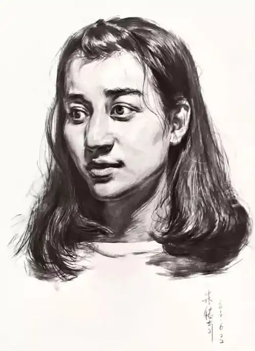 朱传奇教你画大眼睛梨花头发型的女青年肖像