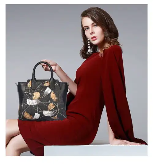 欧美时尚潮流真皮女包个性女式新款斜跨手提包头层牛皮托特包zhl福卡商城