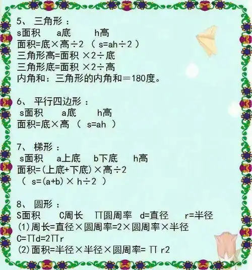 小学16年级数学公式大全给孩子贴墙上背,不考清华考北大