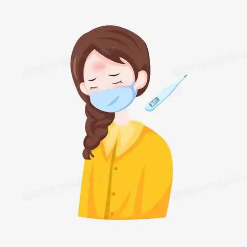 手绘卡通发高烧难受的女孩子png图片素材下载卡通png熊猫办公