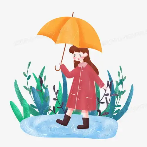 雨水之手绘卡通撑伞的女孩子png图片素材免费下载psd格式45004500像素熊猫办公