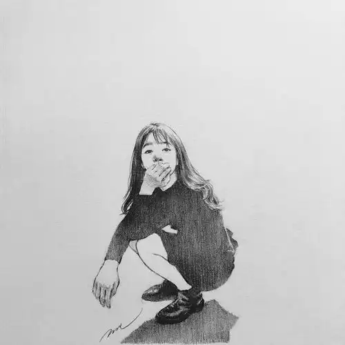 韩国美女画家笔下的肖像素描,好美呀