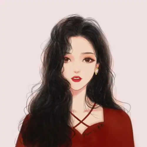 红色长发女神头像插画师慕颜summer