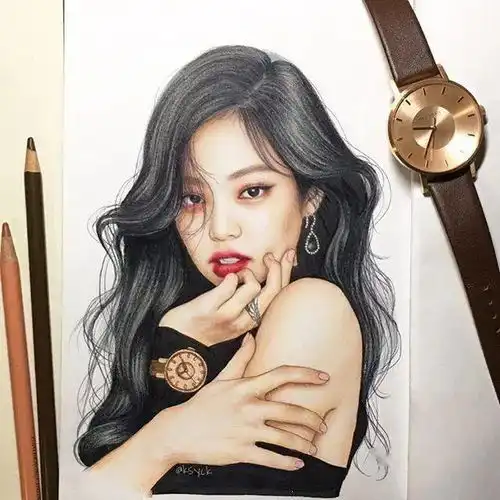 人物彩铅手绘临摹图片,画一组超美的长发美女