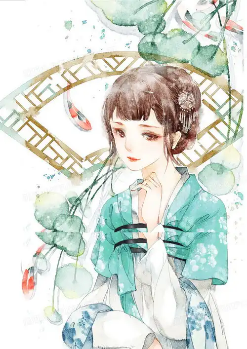 古风美女头像手绘插画