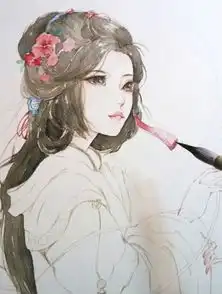 美术素描古风美女水彩画,看完教程给自己也画一个